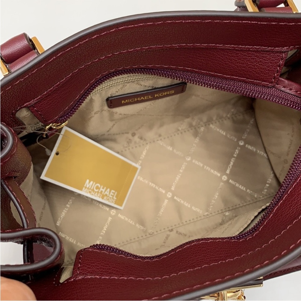 Michael Kors Hamilton Small Satchel Shoulder Crossbody Bag Merlot color - Picture 9 of 15